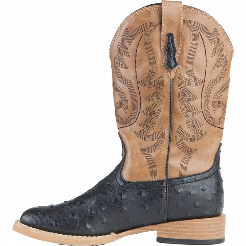 Roper Footwear Kid's Black Ostrich Print Cowboy Boots 5 Roper Footwear Kid's Black Ostrich Print Cowboy Boots - Image 3