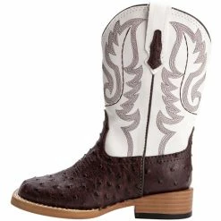 Roper Kid's Brown Ostrich Print Cowboy Boots 9 Roper Kid's Brown Ostrich Print Cowboy Boots -Justin Boots Store 09 18 1900 0049 3