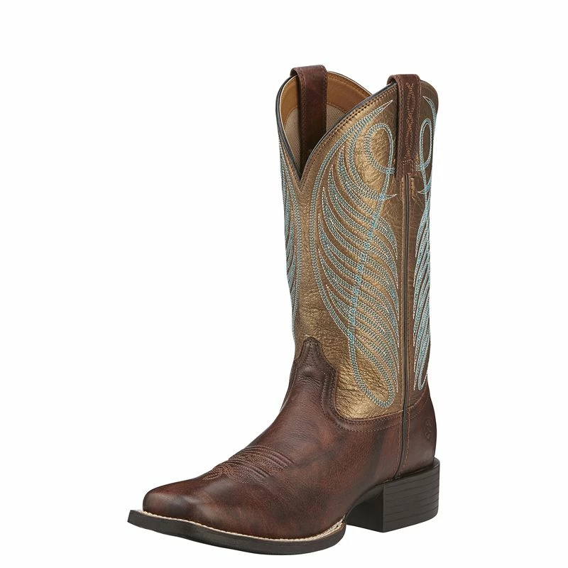 Ariat Women's Round Up Yukon Brown Cowgirl Boots 4 Ariat Women's Round Up Yukon Brown Cowgirl Boots - Image 2