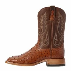 Relentless By Ariat Men's Ariat Barker Brandy Full Quill Ostrich 11in. Autumn Tan Top Cowboy Boots -Justin Boots Store 10031576 1