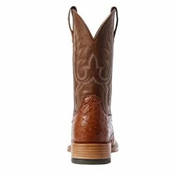 Relentless By Ariat Men's Ariat Barker Brandy Full Quill Ostrich 11in. Autumn Tan Top Cowboy Boots -Justin Boots Store 10031576 2
