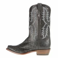 Rios Of Mercedes Mens Black Ostrich 12in. Black Calf Cowboy Boots -Justin Boots Store 101030 2