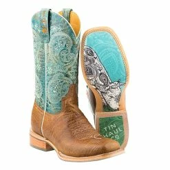 Tin Haul Footwear Womens Yee-Haw Paisley Print Cowgirl Boots