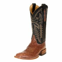 Justin Boots Men's Pascoe Rum Brown Full Quill Ostrich 13in. Black Chester Top Cowboy Boot
