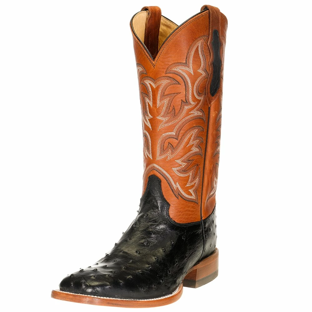 Justin Boots Men's Pascoe Black Full Quill Ostrich 13in. Rebel Suntan Top Cowboy Boots 3 Justin Boots Men's Pascoe Black Full Quill Ostrich 13in. Rebel Suntan Top Cowboy Boots