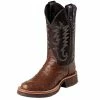 Justin Boots Men's Antique Brown Full Quill Ostrich-11in Calfino Top Cowboy Boots