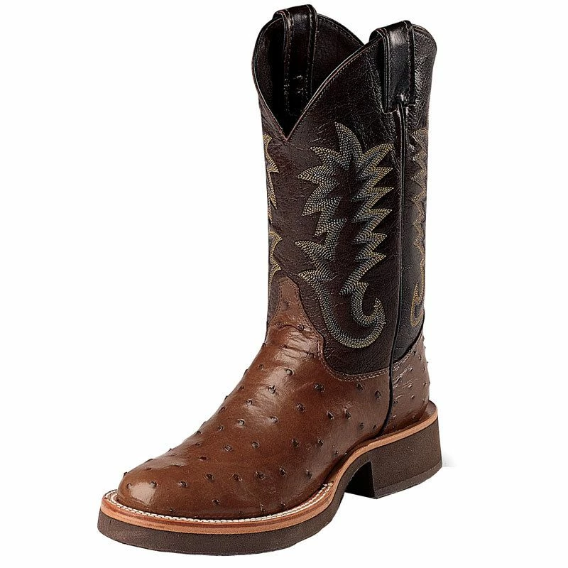 Justin Boots Men's Antique Brown Full Quill Ostrich-11in Calfino Top Cowboy Boots 3 Justin Boots Men's Antique Brown Full Quill Ostrich-11in Calfino Top Cowboy Boots