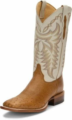 Justin Boots Men's Justin Pascoe Smooth Ostrich 13in. Antique Saddle Maddog Cowboy Boots