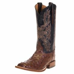 Tony Lama Men's Tony Lama Royston Kango Full Quill Ostrich 13in. Classic Black Top Cowboy Boots