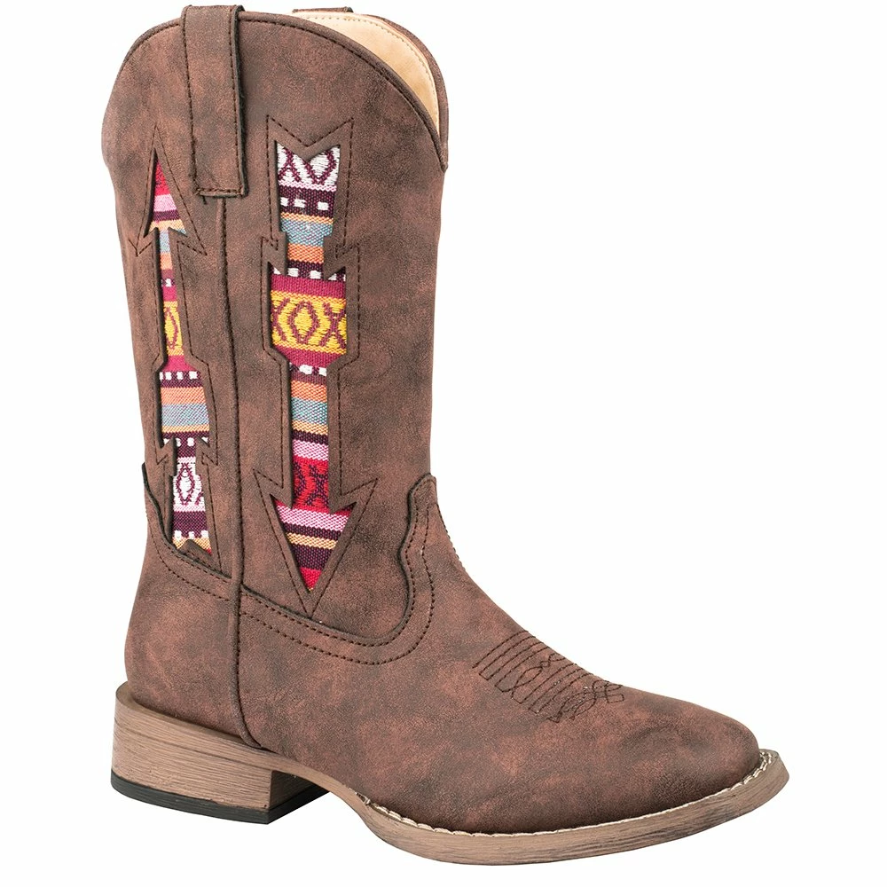 Roper Footwear Kids Brown Vintage Vamp With Multi Arrow Underlay Boots 3 Roper Footwear Kids Brown Vintage Vamp With Multi Arrow Underlay Boots