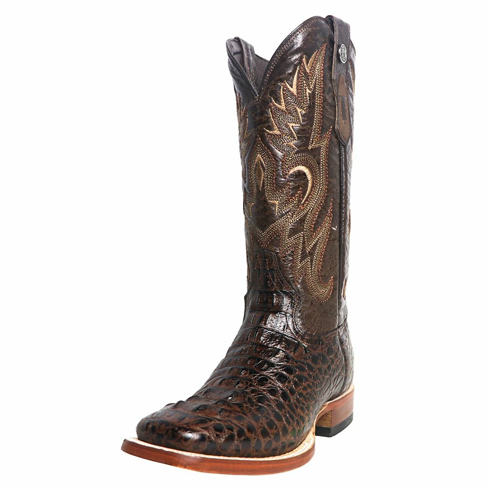 Women's Tanner Mark Imitation Hornback Croc Classic Brown With Marble Brown Top Cowgirl Boots 3 Women's Tanner Mark Imitation Hornback Croc Classic Brown With Marble Brown Top Cowgirl Boots