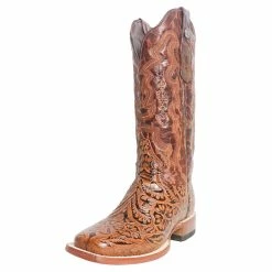 Tanner Mark Boots Women's Embossed Floral Hand Tool In Classic Cognac Cowgirl Boot