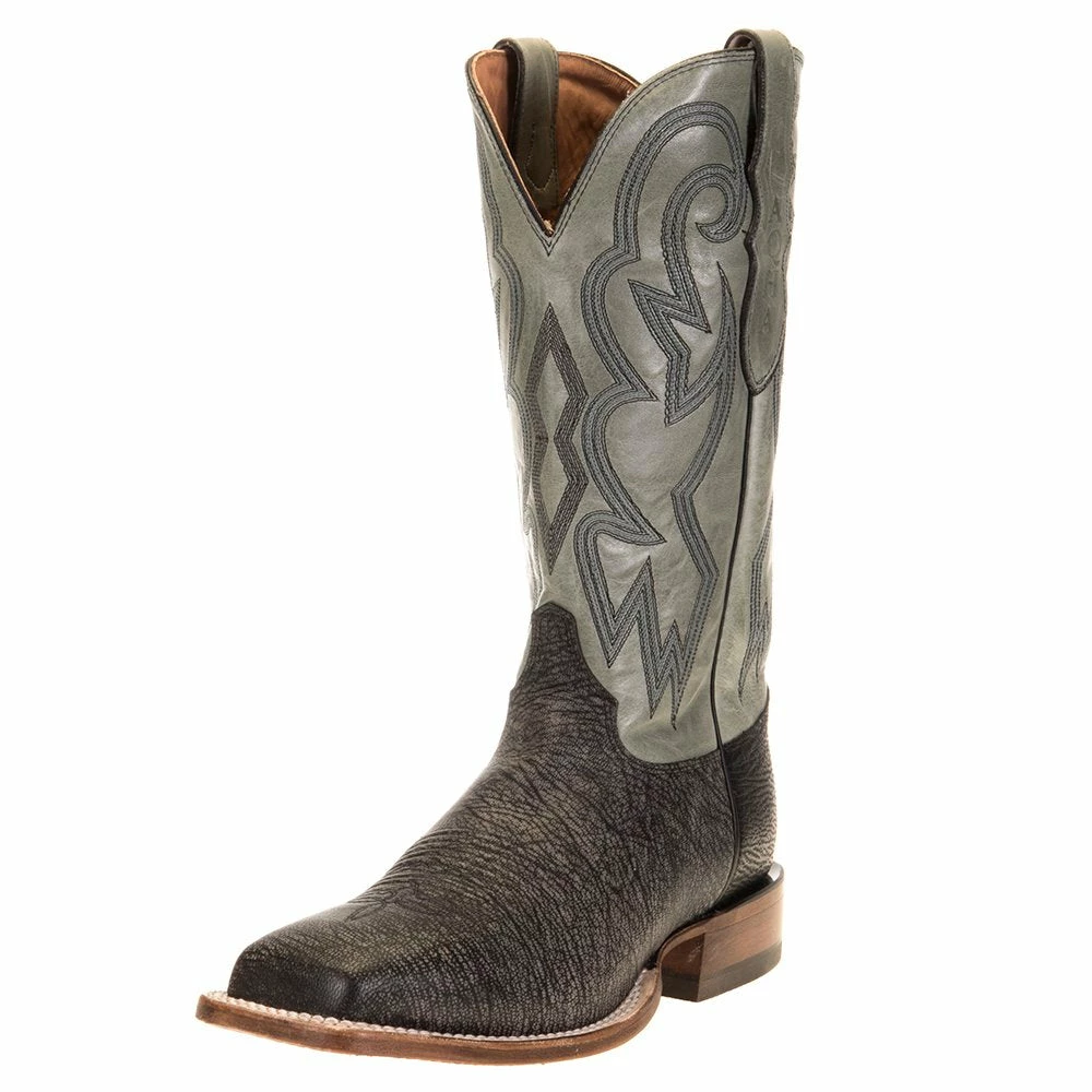 Justin Boots Men's AQHA Antracite Goat 13in. Seaglass Cowhide Top Square Toe 3 Justin Boots Men's AQHA Antracite Goat 13in. Seaglass Cowhide Top Square Toe