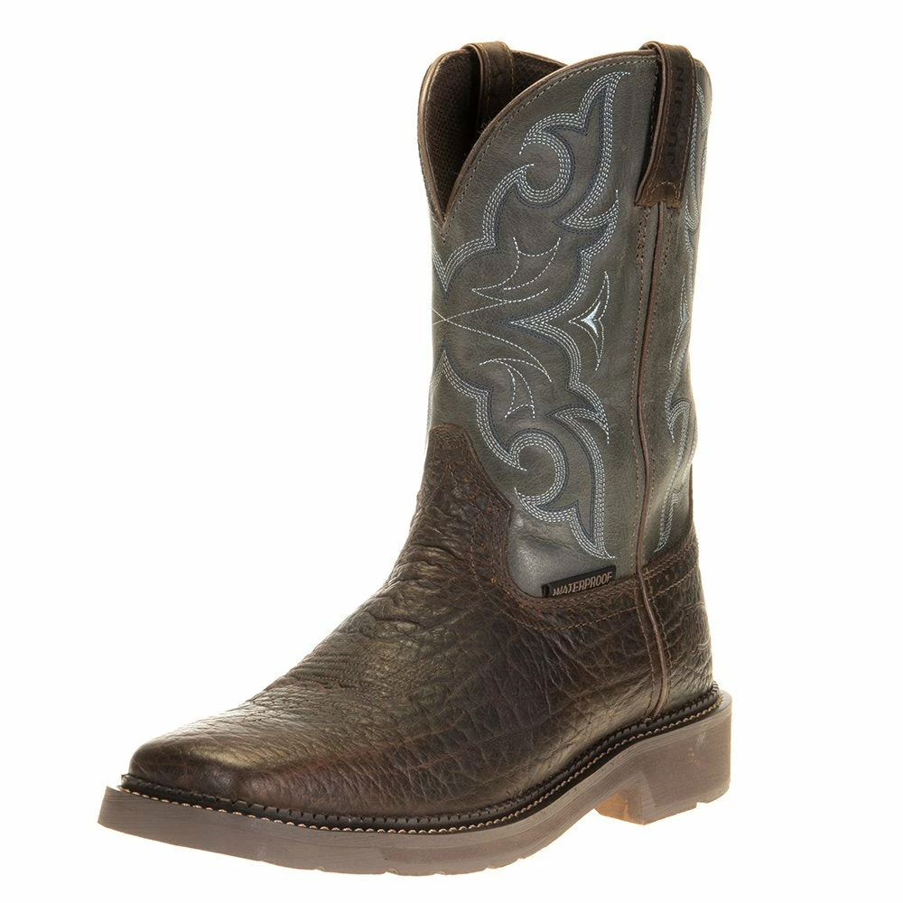 Justin Boots Men's Stampede H20 Amarillo 11in. Slate Embossed Top Soft Toe Work Boot 3 Justin Boots Men's Stampede H20 Amarillo 11in. Slate Embossed Top Soft Toe Work Boot