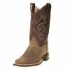 Old West Youth Burnt Red Waxy Top Brown Bull Hide Foot Cowboy Boots -Justin Boots Store 123786 default l