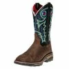 R Watson Boots Men's R. Saddle Distressed Buffalo 12in. Emerald Green Top Square Steel Toe Work Boots -Justin Boots Store 126709 default l bd38a8ce 4b64 4eb4 ad9b 0f8f8f5b82d9