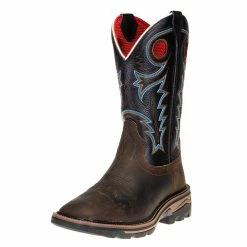 R Watson Boots Men's Coffee Distressed Buffalo 12in. Midnight Black Goat Square Soft Toe Work Boots