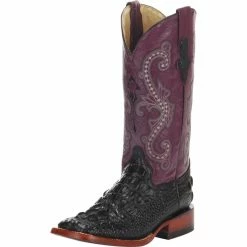 Ferrini Women's Black Hornback Caiman Print Cowgirl Boots