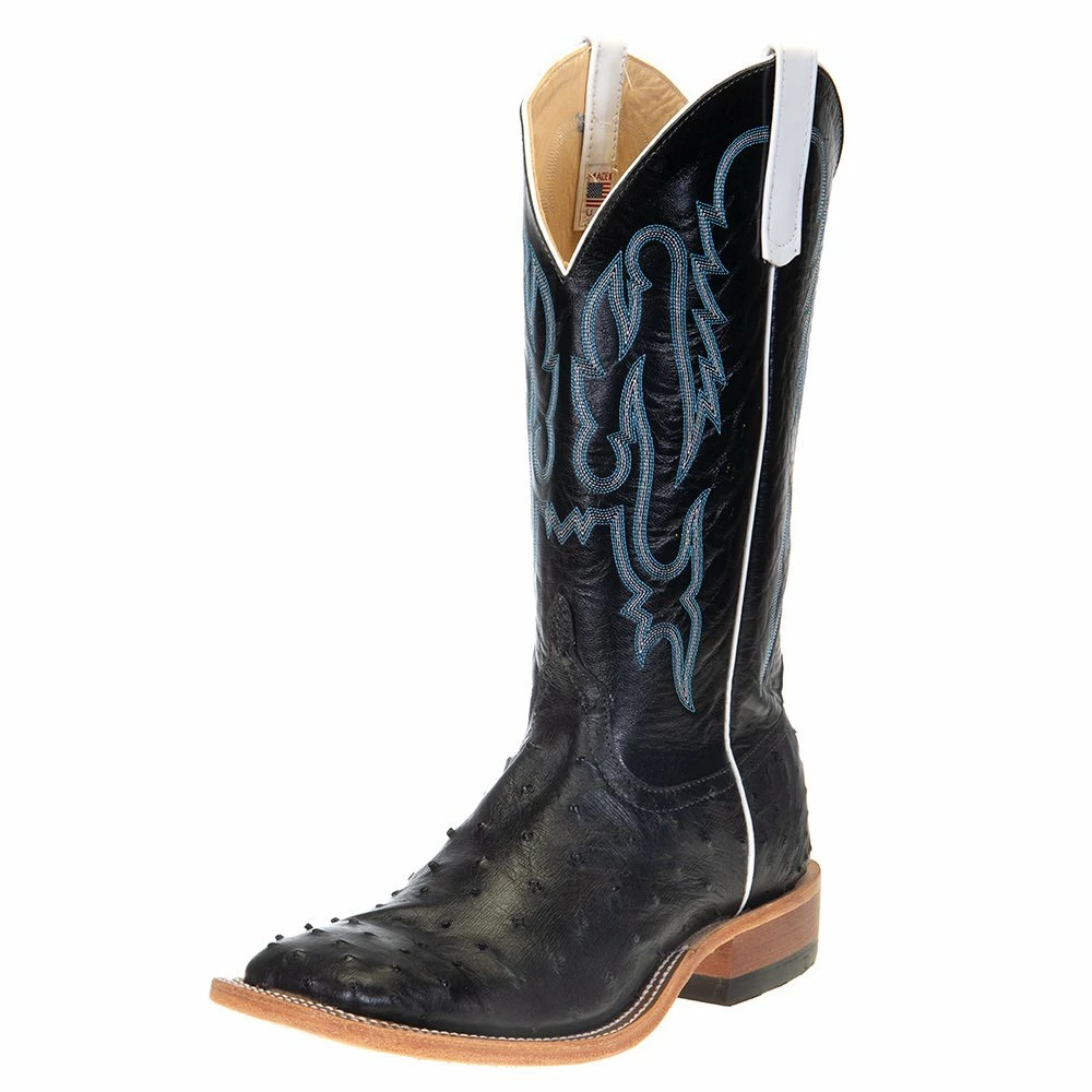 Anderson Bean Men's Black Full Quill Ostrich 13in. Black Kidskin Top Square Toe Boots 3 Anderson Bean Men's Black Full Quill Ostrich 13in. Black Kidskin Top Square Toe Boots