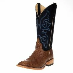 Horsepower Men's Oryx Full Quill Ostrich 13in. Black Top Square Toe Boots