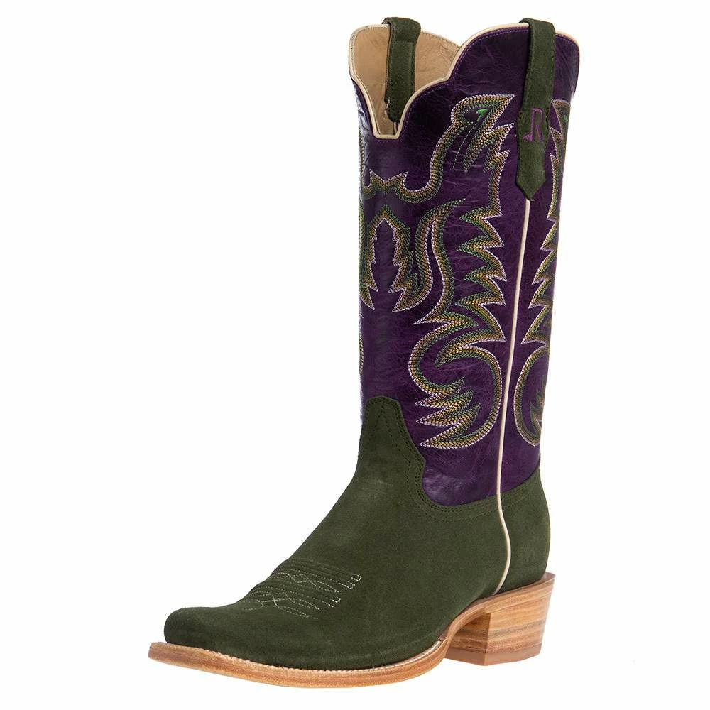 R Watson Boots Men's Forrest Green Roughout 13in. Electric Purple Cowhide Top Cutter Toe Cowboy Boots 3 R Watson Boots Men's Forrest Green Roughout 13in. Electric Purple Cowhide Top Cutter Toe Cowboy Boots