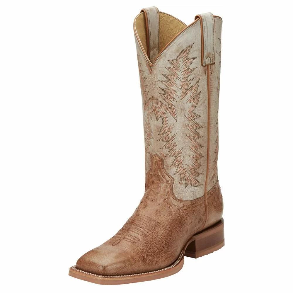 Justin Boots Men's Vintage Tan Smooth Ostrich Cowboy Boot 8 Justin Boots Men's Vintage Tan Smooth Ostrich Cowboy Boot - Image 6