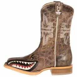 Tin Haul Footwear Youth Sharky Man Eater Brown Top Boots -Justin Boots Store 14 018 0007 0712 2