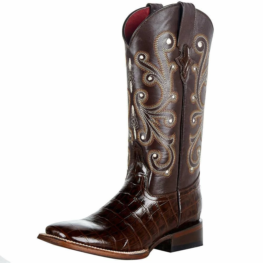 Ferrini Women's Chocolate Gator Belly Print Cowgirl Boots 3 Ferrini Women's Chocolate Gator Belly Print Cowgirl Boots