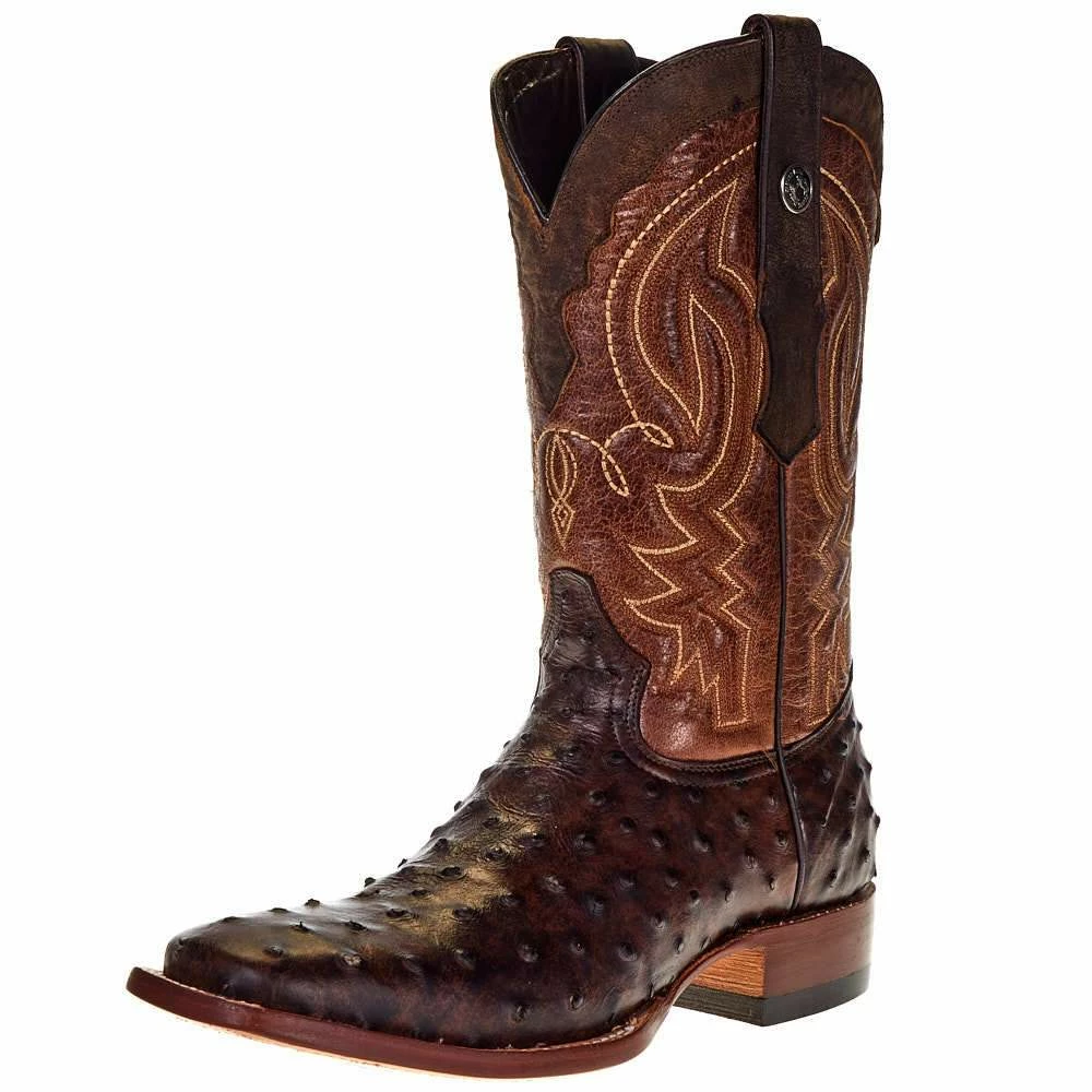 Tanner Mark Boots Men's Tanner Mark Rustic Brown FQ Ostrich Print 12in. Italo Orix Top Square Toe Boot 3 Tanner Mark Boots Men's Tanner Mark Rustic Brown FQ Ostrich Print 12in. Italo Orix Top Square Toe Boot