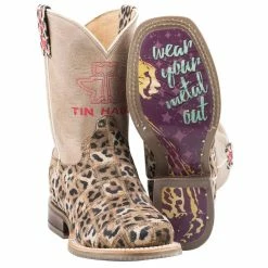 Tin Haul Footwear Youth Cheetah Patchwork Cowgirl Boots