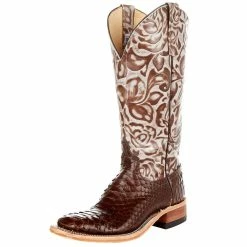 Anderson Bean Women`s AB Dark Brown Matte Python Rusty Old Tin Roof Cowgirl Boots