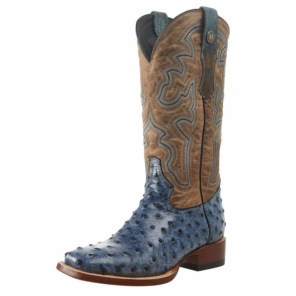 Tanner Mark Boots Women's Blue Ostrich Bone Top Boot 3 Tanner Mark Boots Women's Blue Ostrich Bone Top Boot