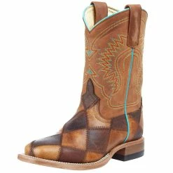 Horsepower Boots Kid's Crazy Train Patchwork Cowboy Boots