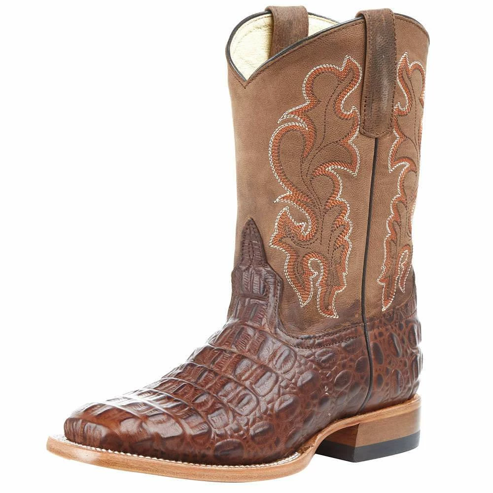 Horsepower Boots Kid's Chocolate Nile Print Cowboy Boots 3 Horsepower Boots Kid's Chocolate Nile Print Cowboy Boots