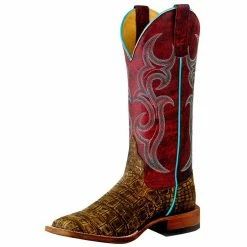 Macie Bean Women's Co Vintage Caiman Print Rigsbe Red Top Cowgirl Boots
