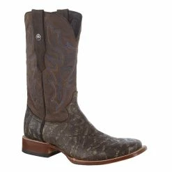 Tanner Mark Boots Men`s Matte Rustic Brown Elephant Print 12in. Brown Top Square Toe Boot
