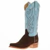 R Watson Boots Women's Chocolate Rough Out 13 In Sky Blue Top Cowgirl Boot -Justin Boots Store 164650 default l