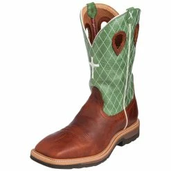 Twisted X Men's Cognac Glazed Pebble Lite Weight Cowboy Work Boots