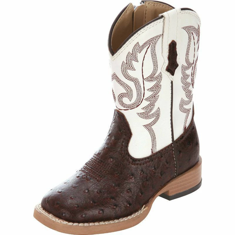 Roper Infant Brown Ostrich Print Cowboy Boots 3 Roper Infant Brown Ostrich Print Cowboy Boots