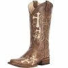 Circle G Women's Brown And Beige Cross Embroidered Cowgirl Boots -Justin Boots Store 19992 default l