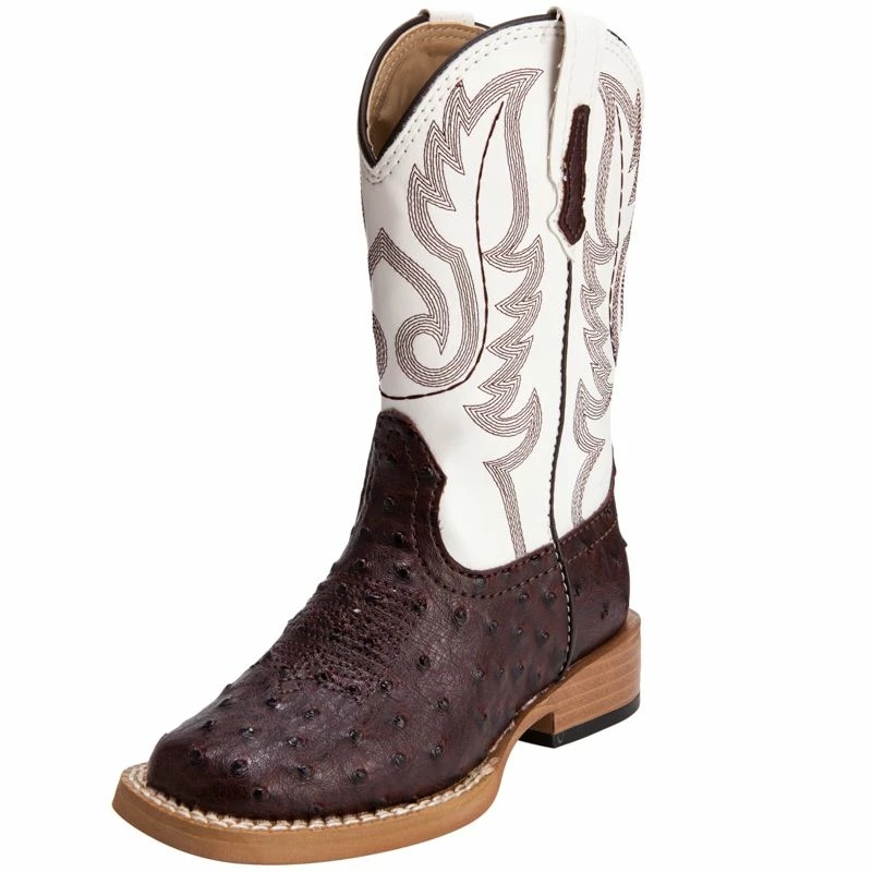 Roper Kid's Brown Ostrich Print Cowboy Boots 3 Roper Kid's Brown Ostrich Print Cowboy Boots
