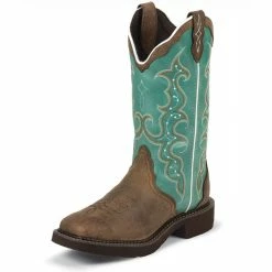Justin Boots Women's Barnwood Brown Cow Cowgirl Boots