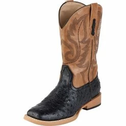 Roper Footwear Kid's Black Ostrich Print Cowboy Boots