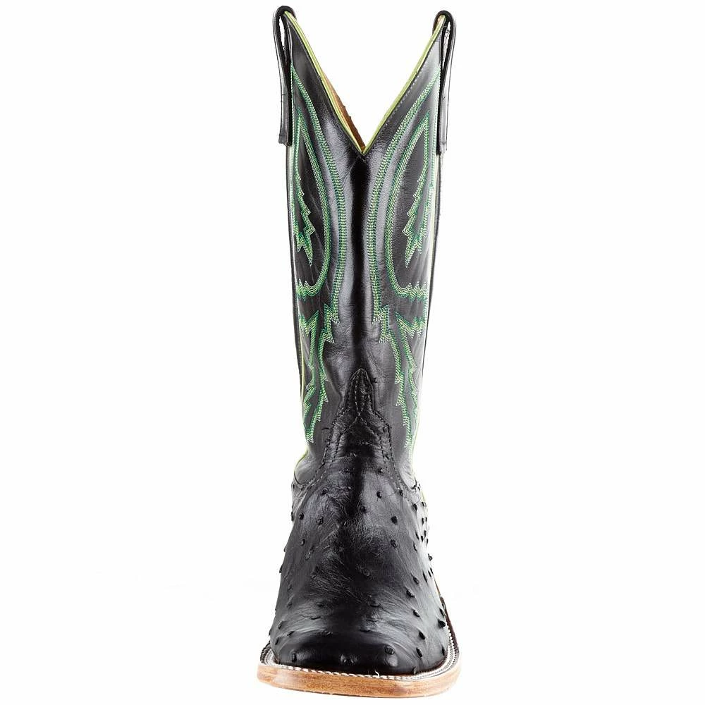 Rios Of Mercedes Men's Anderson Bean Black Full Quill Ostrich 13in. Black Kidskin Top Square Toe Boots 4 Rios Of Mercedes Men's Anderson Bean Black Full Quill Ostrich 13in. Black Kidskin Top Square Toe Boots - Image 2