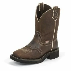 Justin Boots Women's Brown Flower Embossed Cowgirl Boots