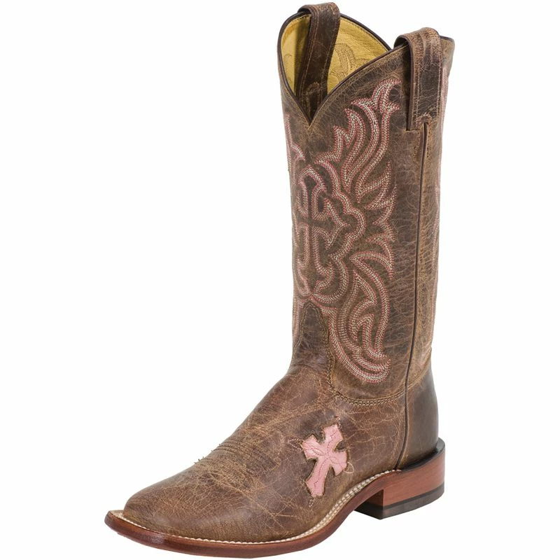 Tony Lama Women's San Saba Pink Cross Inlay Cowgirl Boots 3 Tony Lama Women's San Saba Pink Cross Inlay Cowgirl Boots