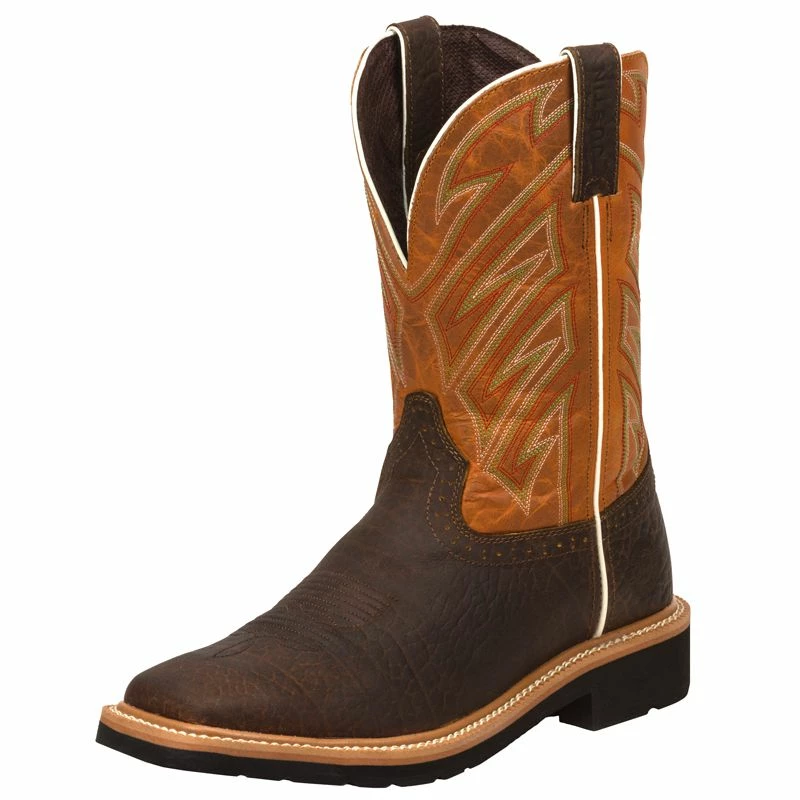 Justin Boots Men's Justin Stampede Dark Chestnut Steel Toe Work Boots 3 Justin Boots Men's Justin Stampede Dark Chestnut Steel Toe Work Boots