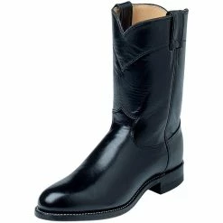 Justin Boots Men's Classic Black Kipskin Roper Cowboy Boots