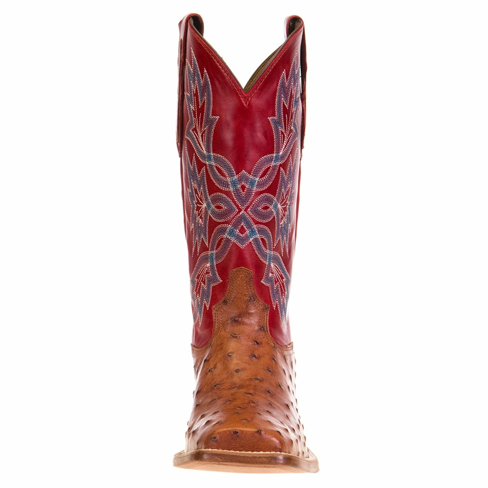 Men's Tony Lama Royston Brandy Full Quill Ostrich 13in. Red Top Cowboy Boots 4 Men's Tony Lama Royston Brandy Full Quill Ostrich 13in. Red Top Cowboy Boots - Image 2