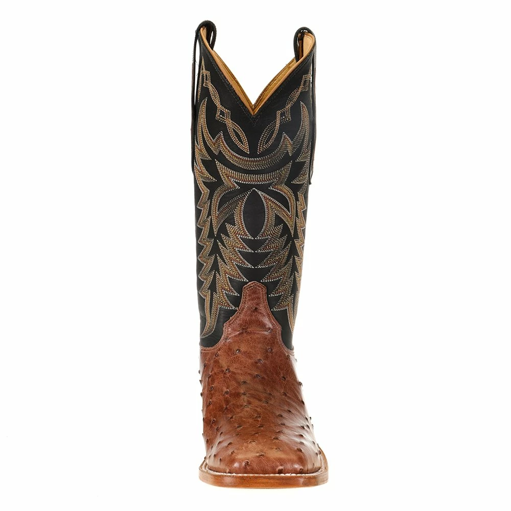 Justin Boots Men's Pascoe Rum Brown Full Quill Ostrich 13in. Black Chester Top Cowboy Boot 4 Justin Boots Men's Pascoe Rum Brown Full Quill Ostrich 13in. Black Chester Top Cowboy Boot - Image 2